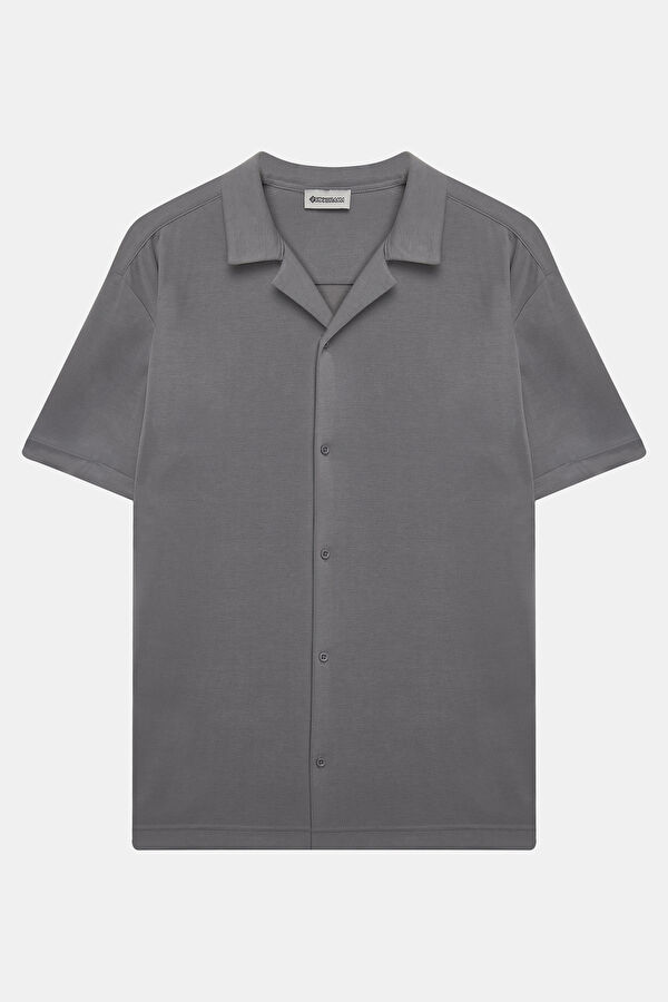 Grey Resort Collar Men's Shirt 4