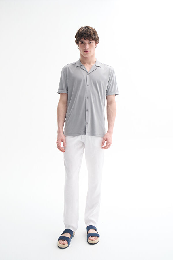 Grey Resort Collar Men's Shirt 2