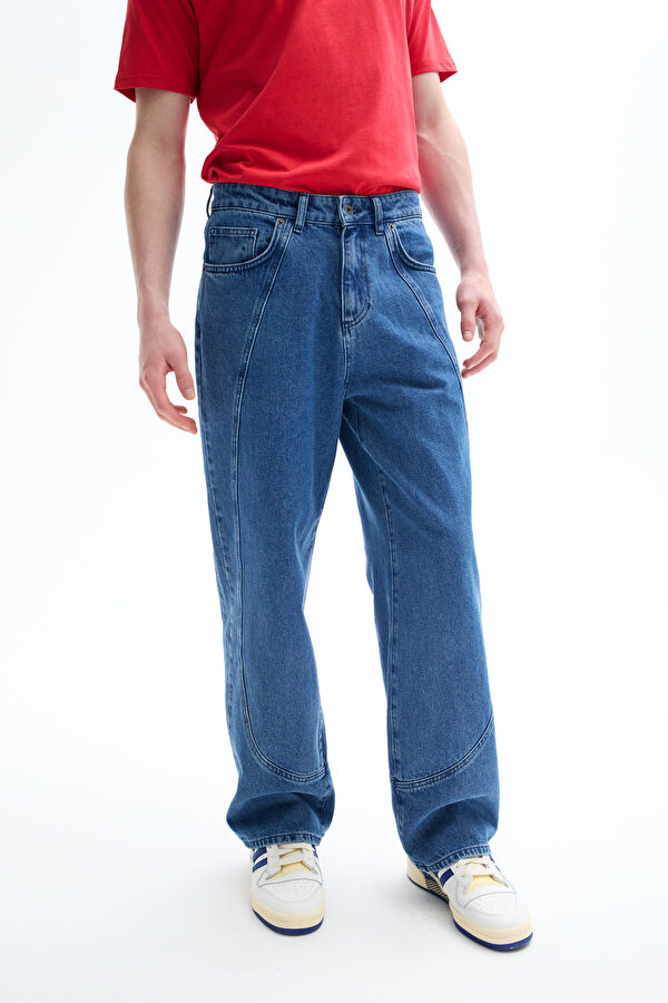 Blue Straight Leg Denim Men's Trousers 2