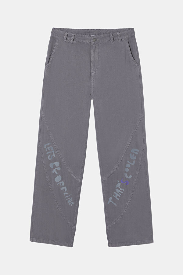 Grey Straight Leg Lyocell Men's Trousers