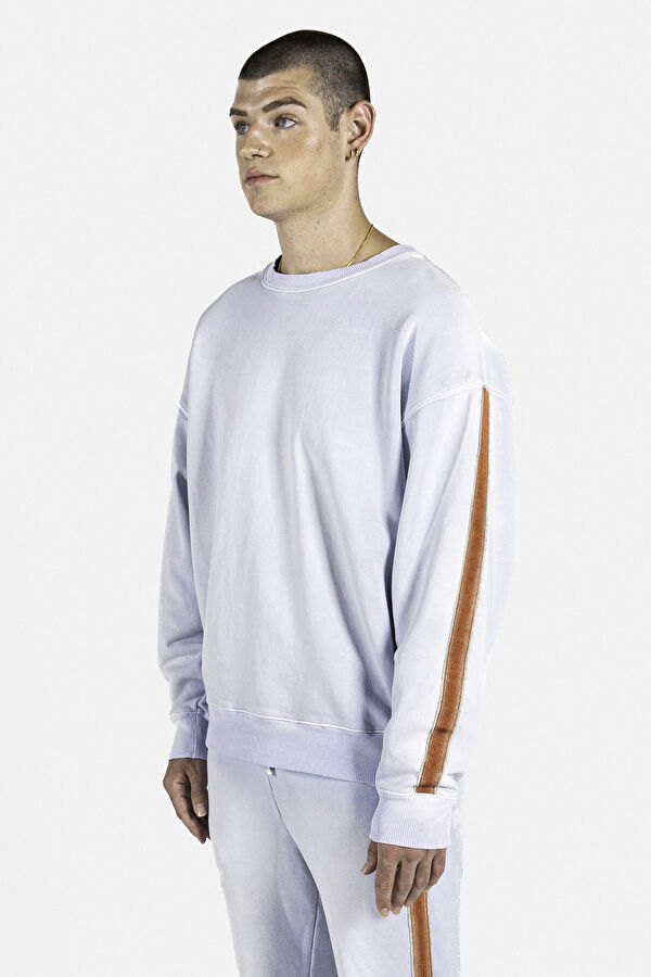 Açık Mavi Oversize Bisiklet Yaka Erkek Sweatshirt
