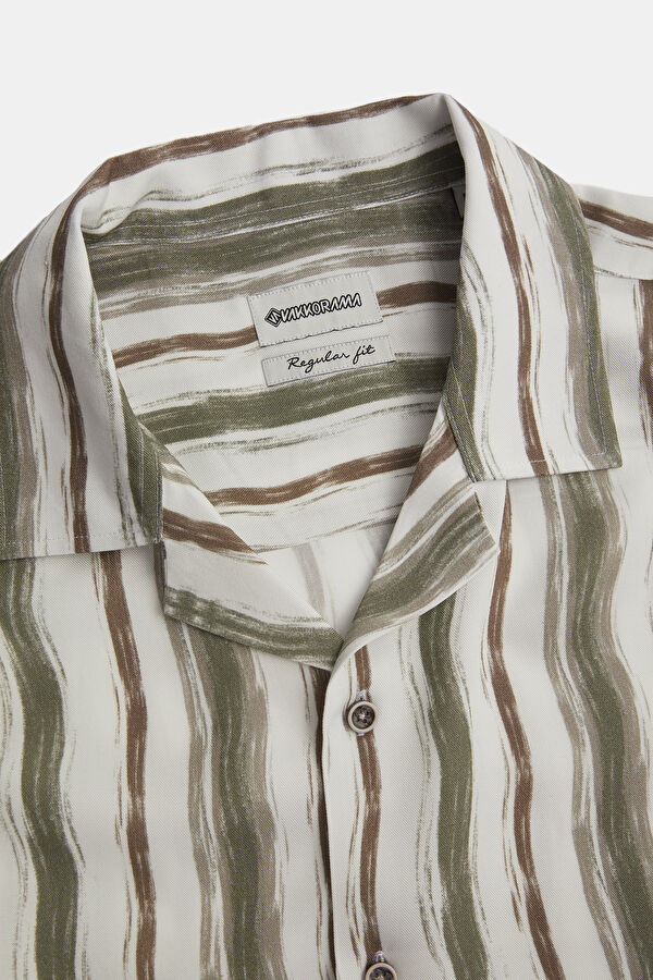 Multicolor Striped Patterned Resort Collar Shirt 3