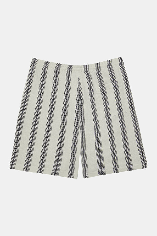Men's Shorts with Natural Striped Pattern 2