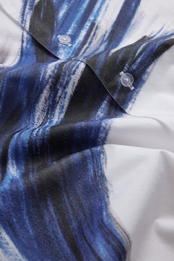 White Printed Resort Collar Shirt 4