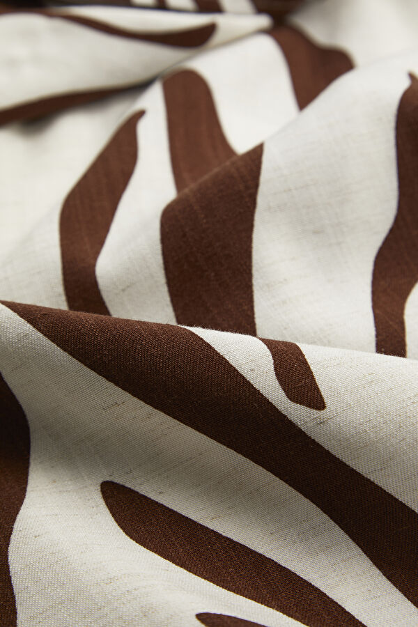 Beige Patterned Resort Collar Linen Viscose Men's Shirt 9