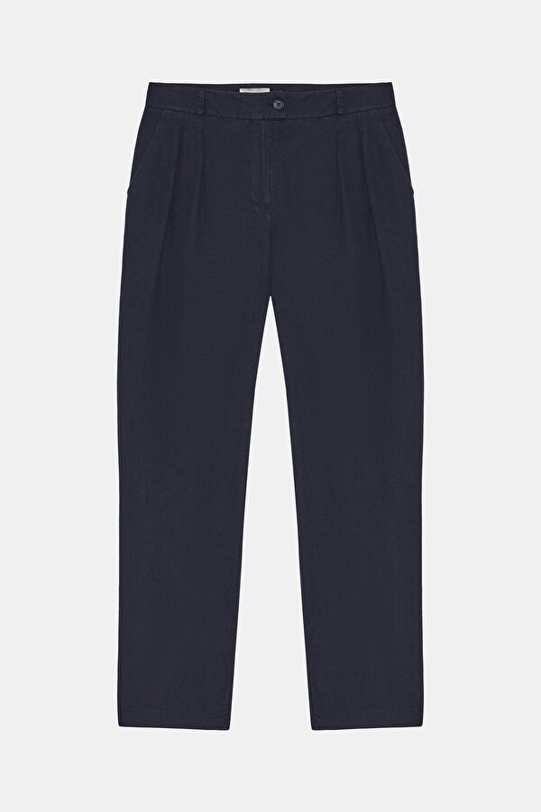 Navy Blue Straight Leg Women's Trousers