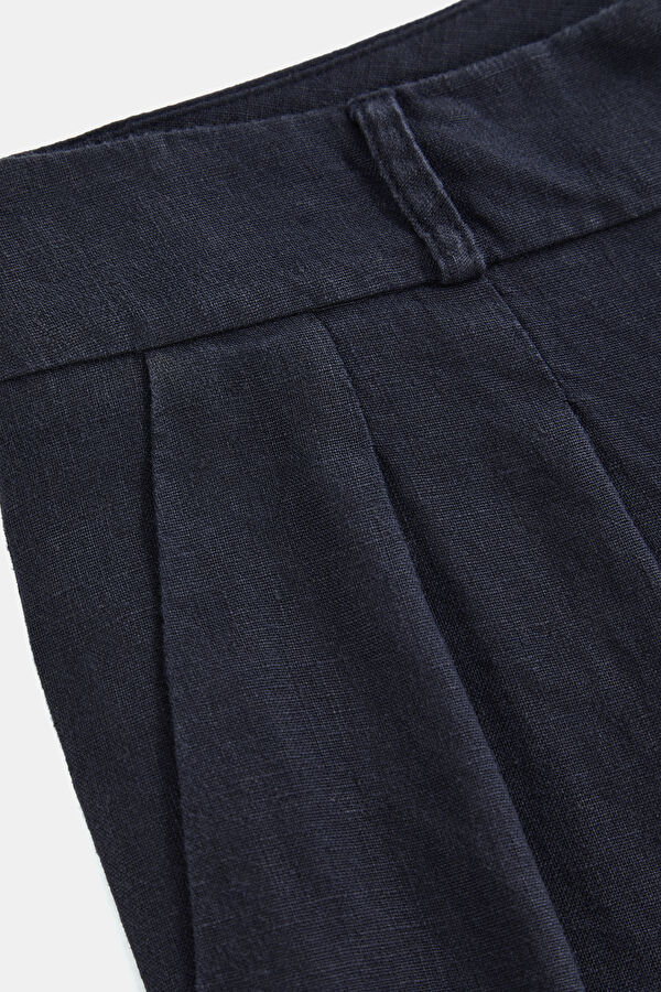 Navy Blue Straight Leg Women's Trousers 4