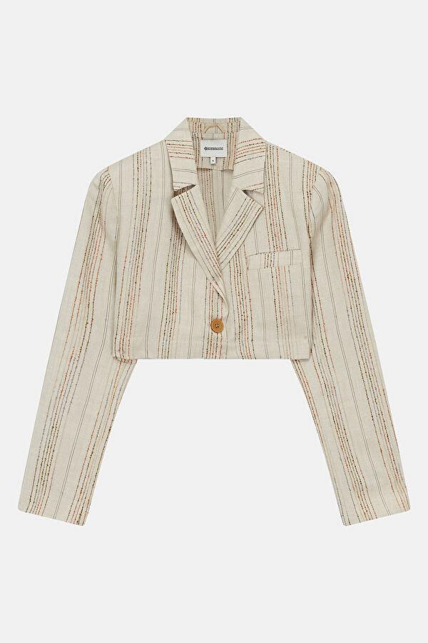Beige Buttoned Women's Jacket