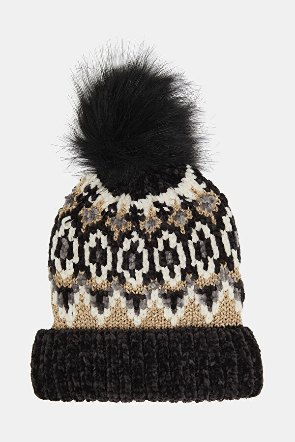 Black Patterned Beret