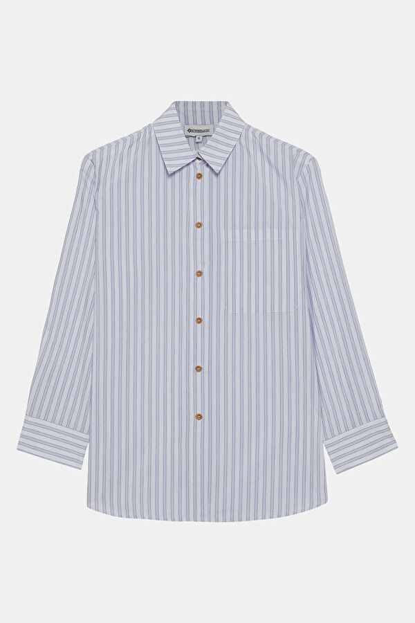 Women's Shirt with Blue Striped Pattern