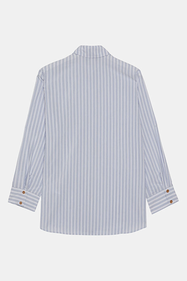 Women's Shirt with Blue Striped Pattern 2