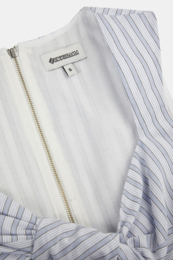 Blue Striped Sleeveless Women's Blouse 3