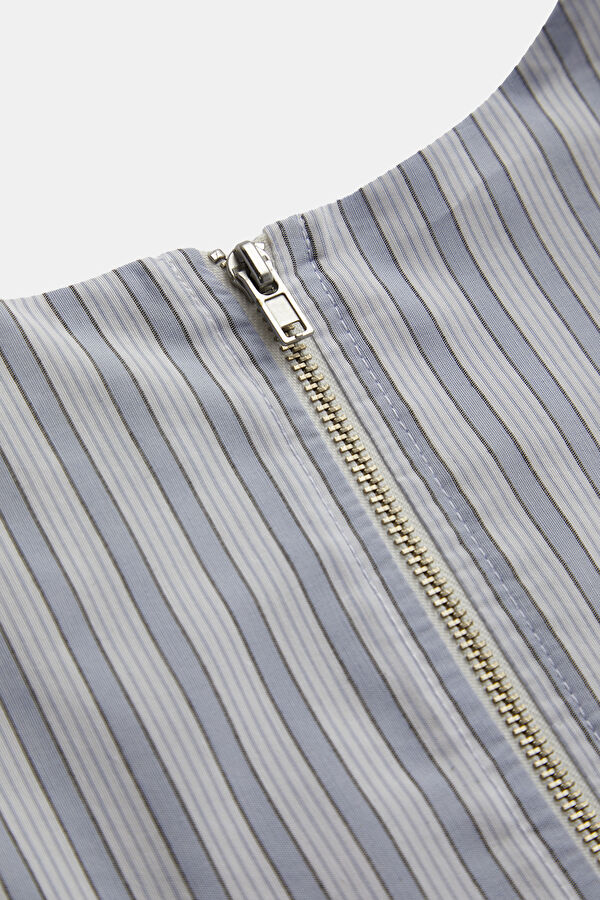 Blue Striped Sleeveless Women's Blouse 4