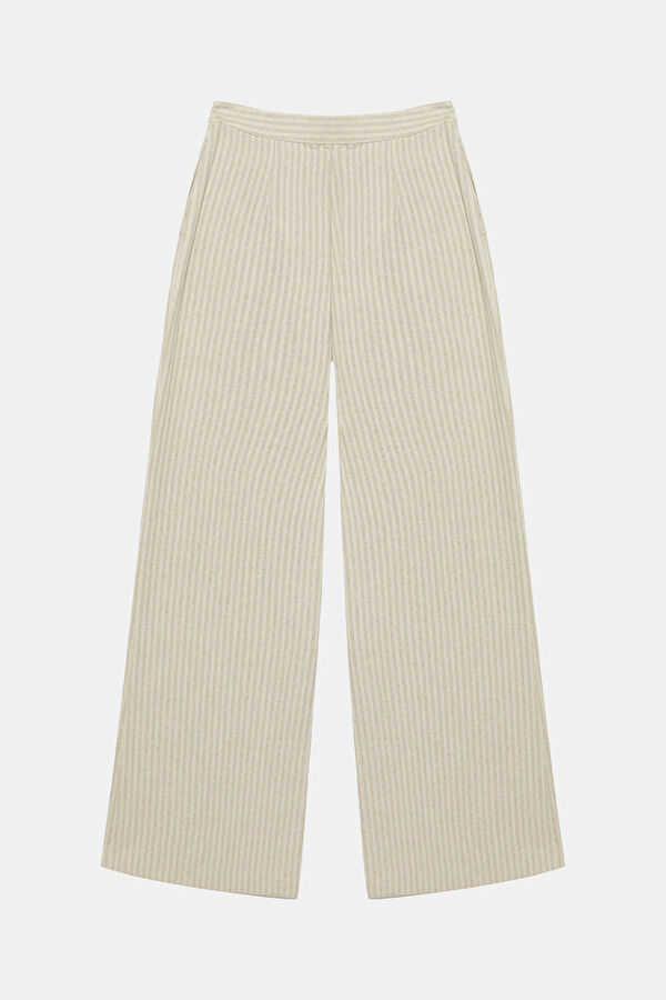 Ekru Wide Leg Kadın Pantolon 2
