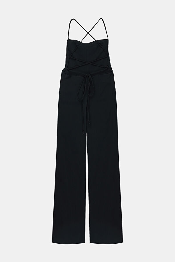 Black Zip-Up Women's Jumpsuit 2