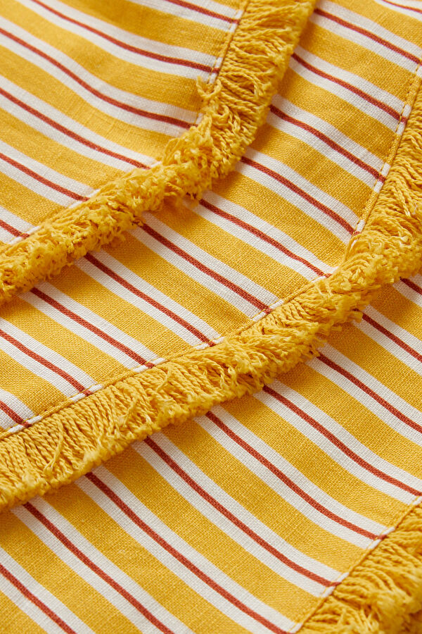 Yellow Striped Patterned Cleavage Dress 3