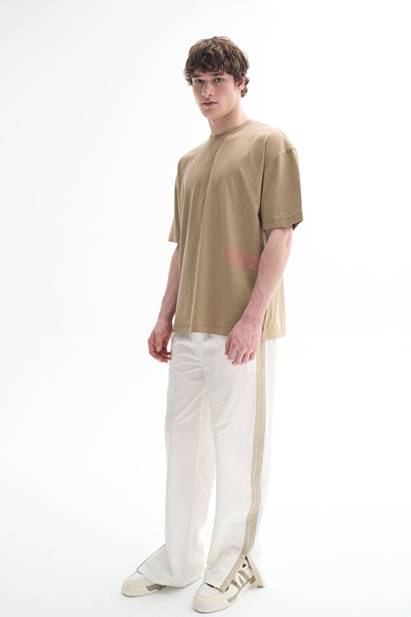 Relax Fit Ecru Wide Leg Men's Trousers