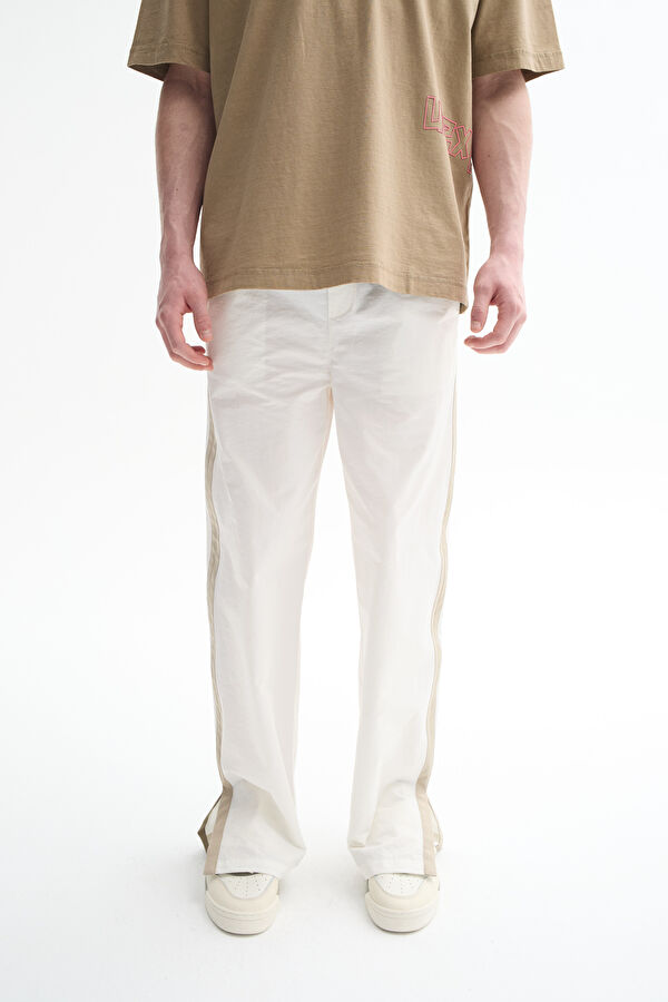 Relax Fit Ecru Wide Leg Men's Trousers 2