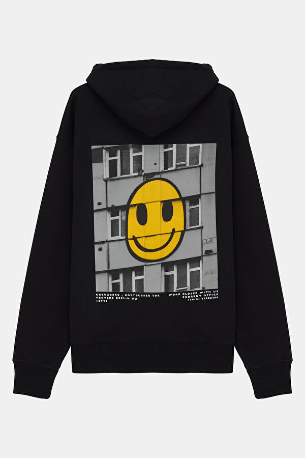 Siyah Relax Kalıp Kapüşonlu Sweatshirt 2