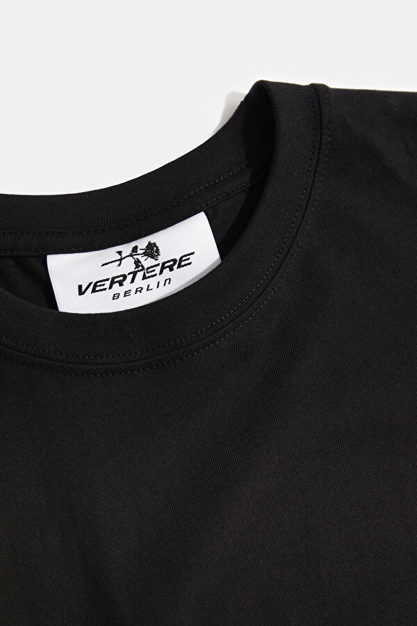 Oversize Black Crew Neck Printed Men's T-Shirt 3
