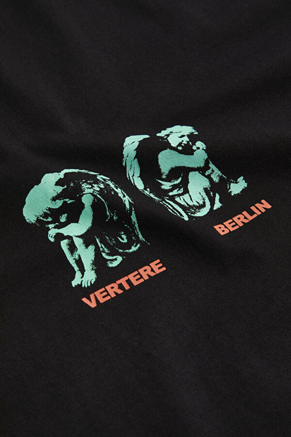 Oversize Black Crew Neck Printed Men's T-Shirt 4