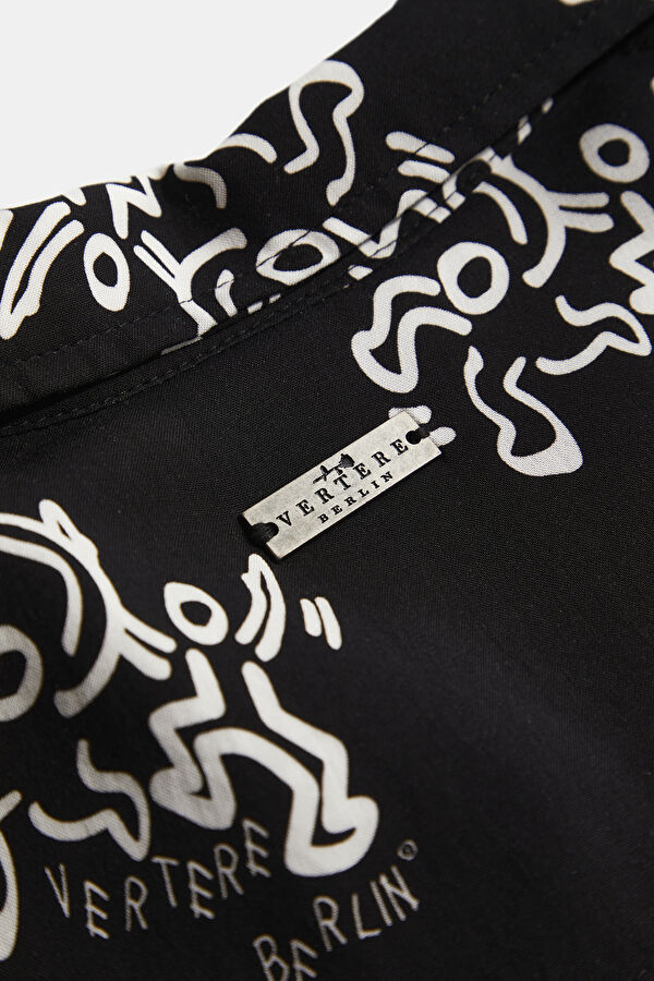 Relax Fit Black Design Filled Shirt 9