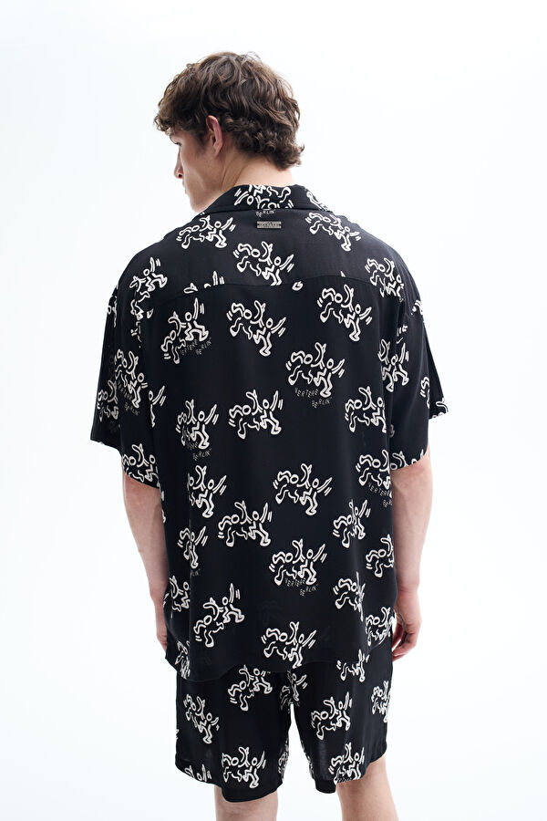 Relax Fit Black Design Filled Shirt 2