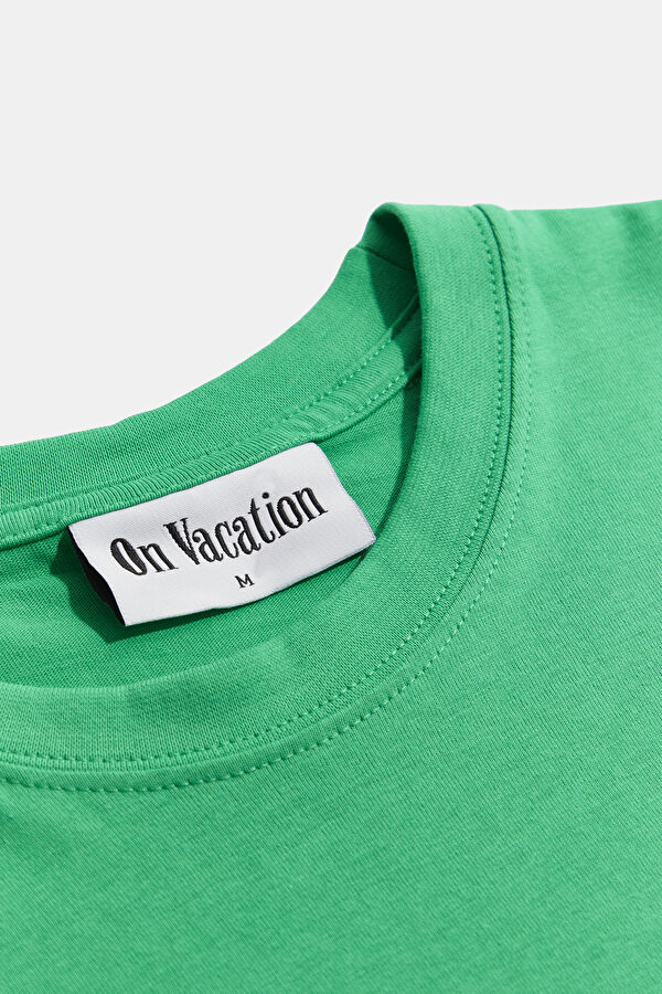 Relax Fit Green Crew Neck Printed Men's T-Shirt 5