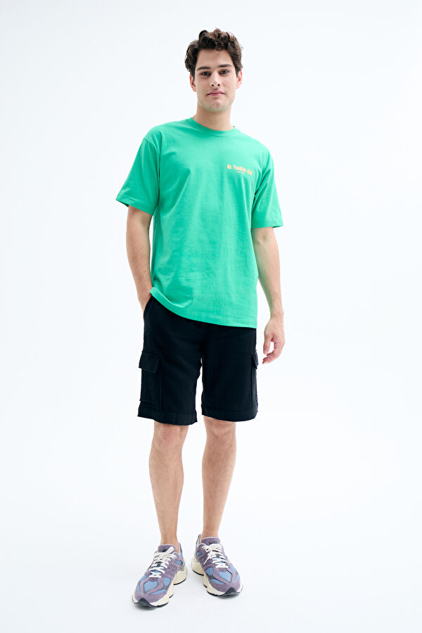 Relax Fit Green Crew Neck Printed Men's T-Shirt