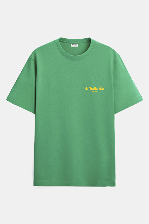 Relax Fit Green Crew Neck Printed Men's T-Shirt 3