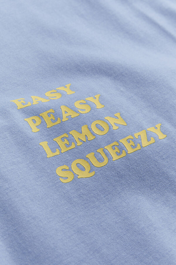 Relax Kalıp Açık Mavi Bisiklet Yaka Baskılı T-Shirt 4