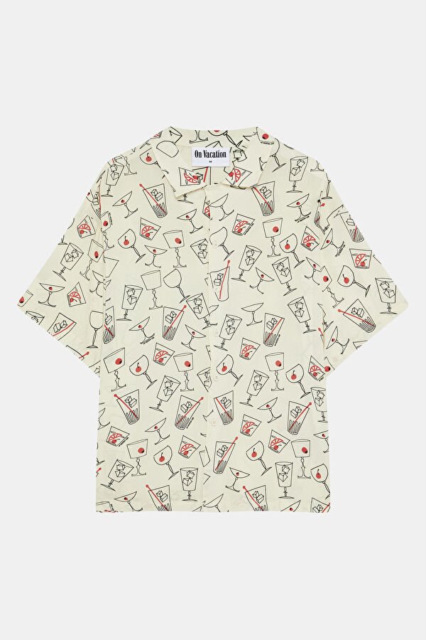 Relax Fit Sand Design Filled Retro Shirt 3