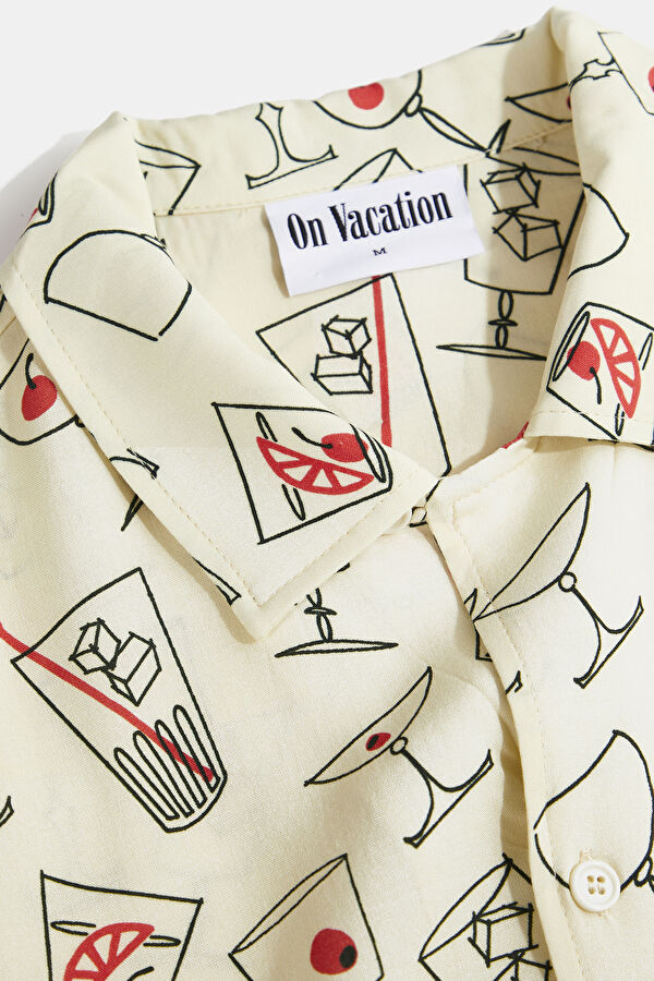 Relax Fit Sand Design Filled Retro Shirt 5