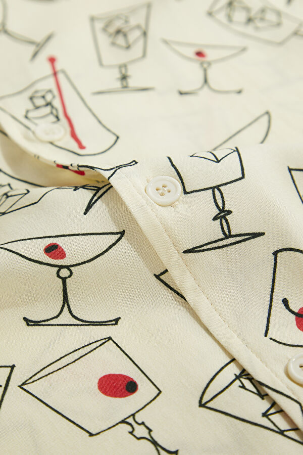 Relax Fit Sand Design Filled Retro Shirt 6
