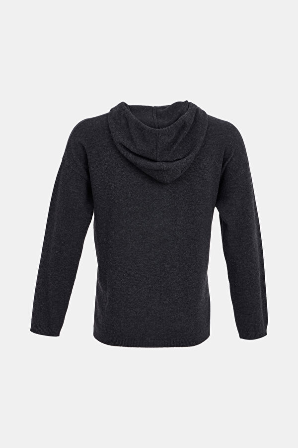Koyu Gri Relax Kalıp Kapuşonlu Sweatshirt 2