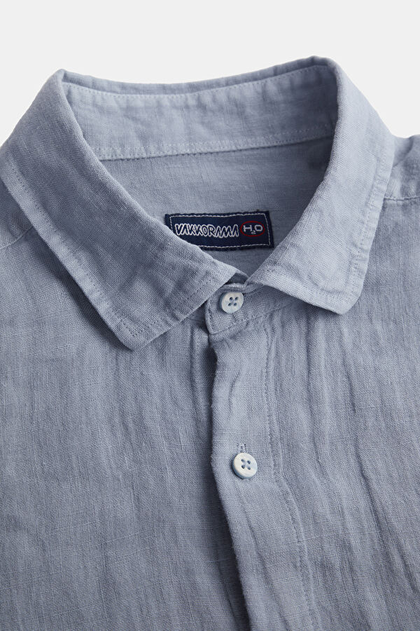 Blue Regular Linen Men's Shirt 6