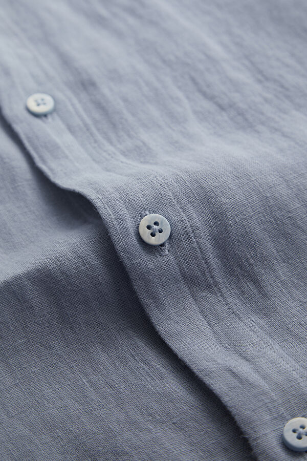 Blue Regular Linen Men's Shirt 8
