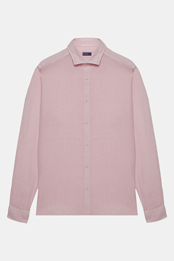 Light Pink Regular Linen Men's Shirt 4