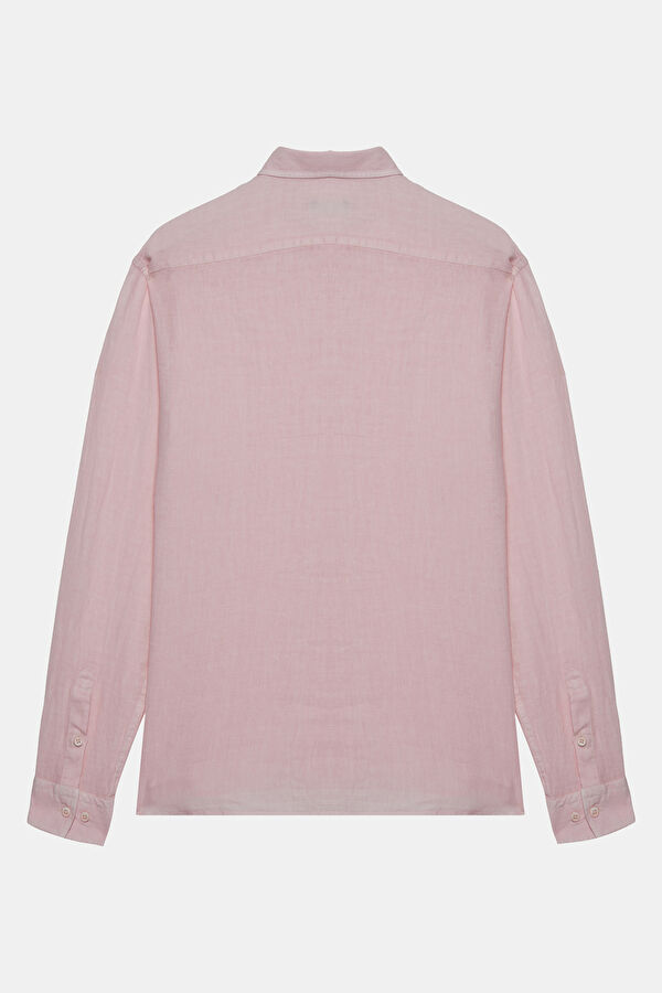 Light Pink Regular Linen Men's Shirt 5