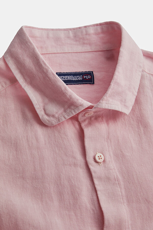 Light Pink Regular Linen Men's Shirt 6