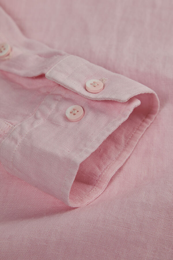 Light Pink Regular Linen Men's Shirt 7