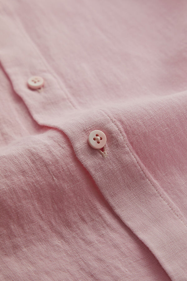 Light Pink Regular Linen Men's Shirt 8