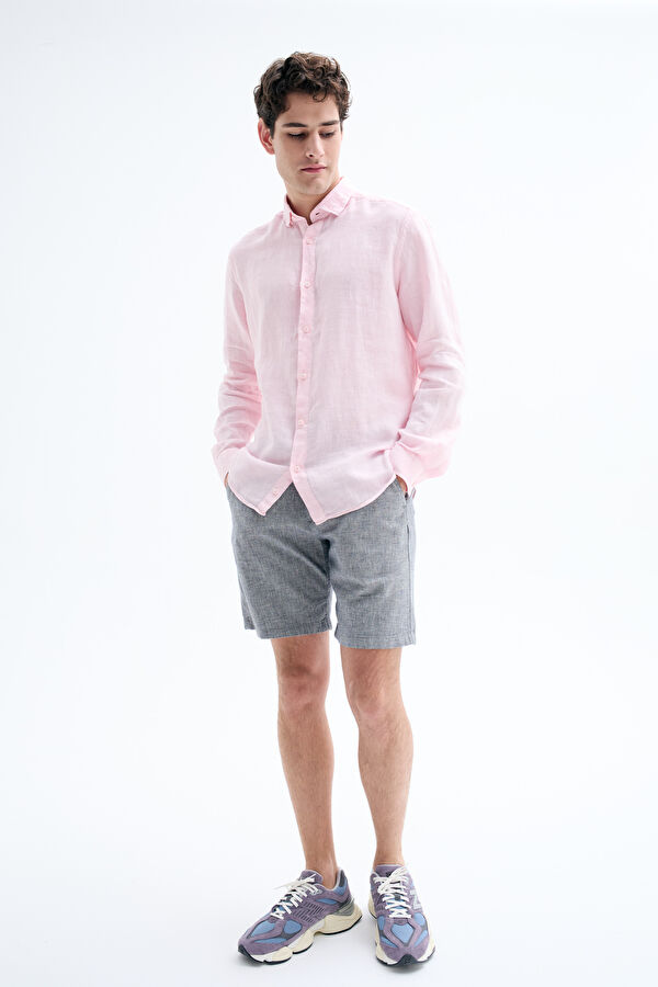 Light Pink Regular Linen Men's Shirt