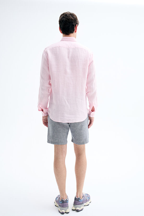 Light Pink Regular Linen Men's Shirt 2