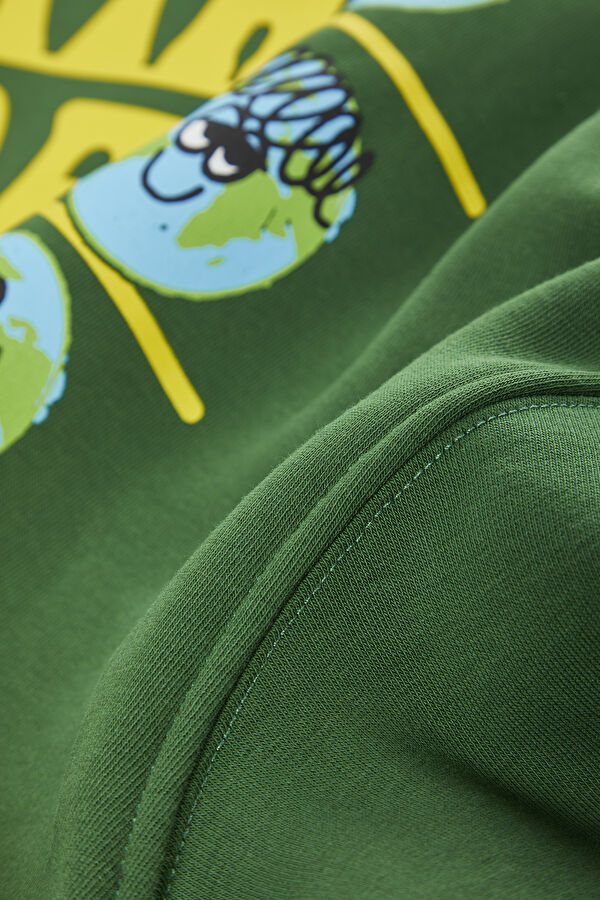 Yeşil Relax Kalıp Bisiklet Yaka Sweatshirt 6