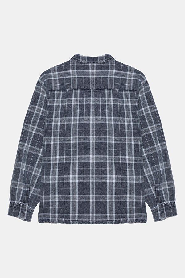 Relax Fit Blue Plaid Men's Shirt 2