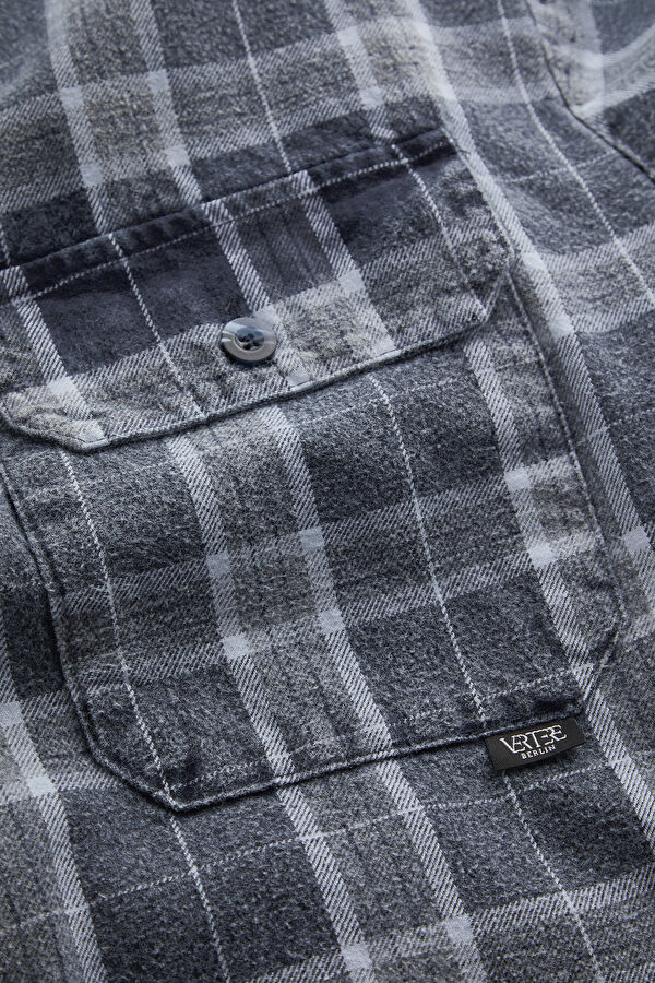 Relax Fit Blue Plaid Men's Shirt 3