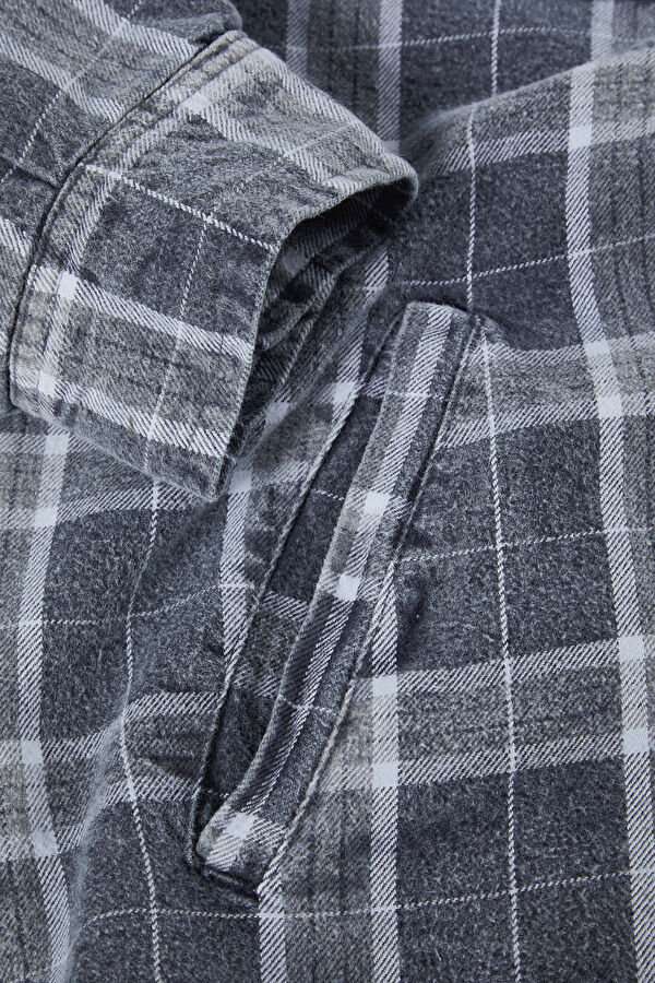 Relax Fit Blue Plaid Men's Shirt 4