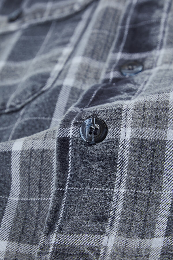 Relax Fit Blue Plaid Men's Shirt 5