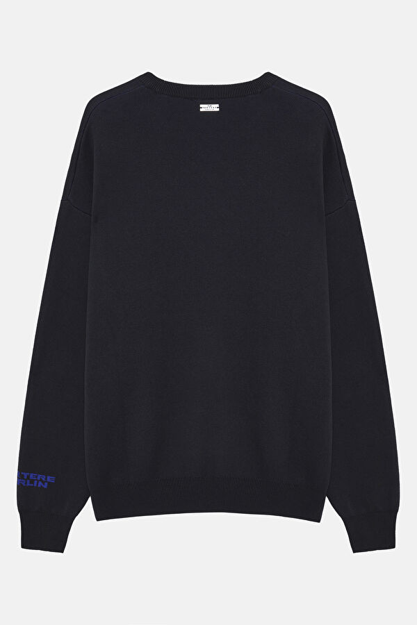 Siyah Relax Kalıp Bisiklet Yaka Erkek Sweatshirt 2